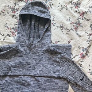 nike pro grey hooded long sleeve